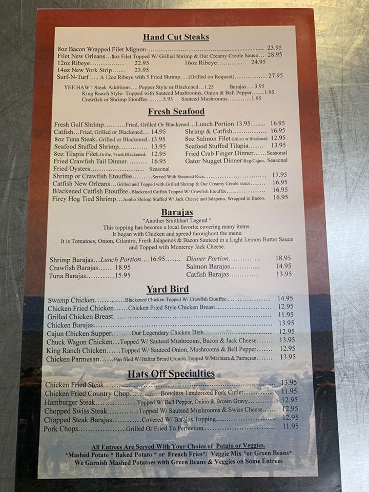 Menu at Smithhart’s Texas Grill pub & bar, Angleton