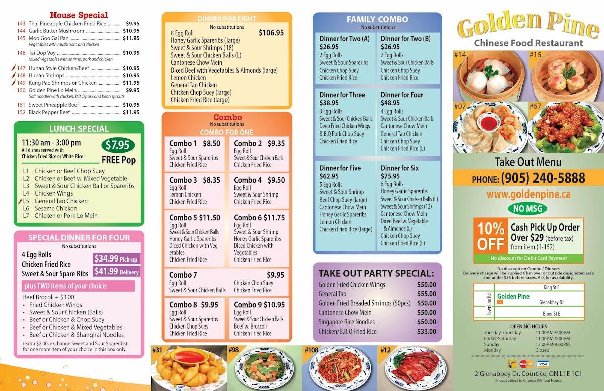 Menu at Golden Pine Chinese Restaurant, Courtice