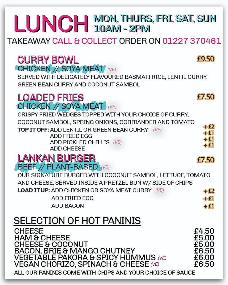 Menu at Bay Leaf Coffee House, Herne Bay