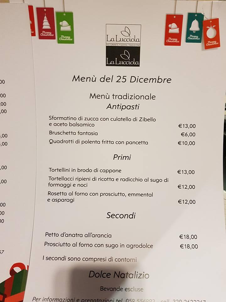 Speisekarte Von Ristorante Pizzeria La Lucciola Casinalbo Via Radici