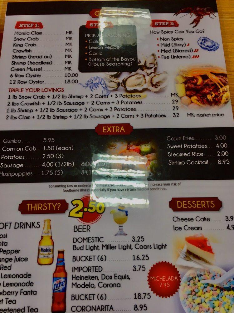 Menu at King's Crab Shack restaurant, Rockwall