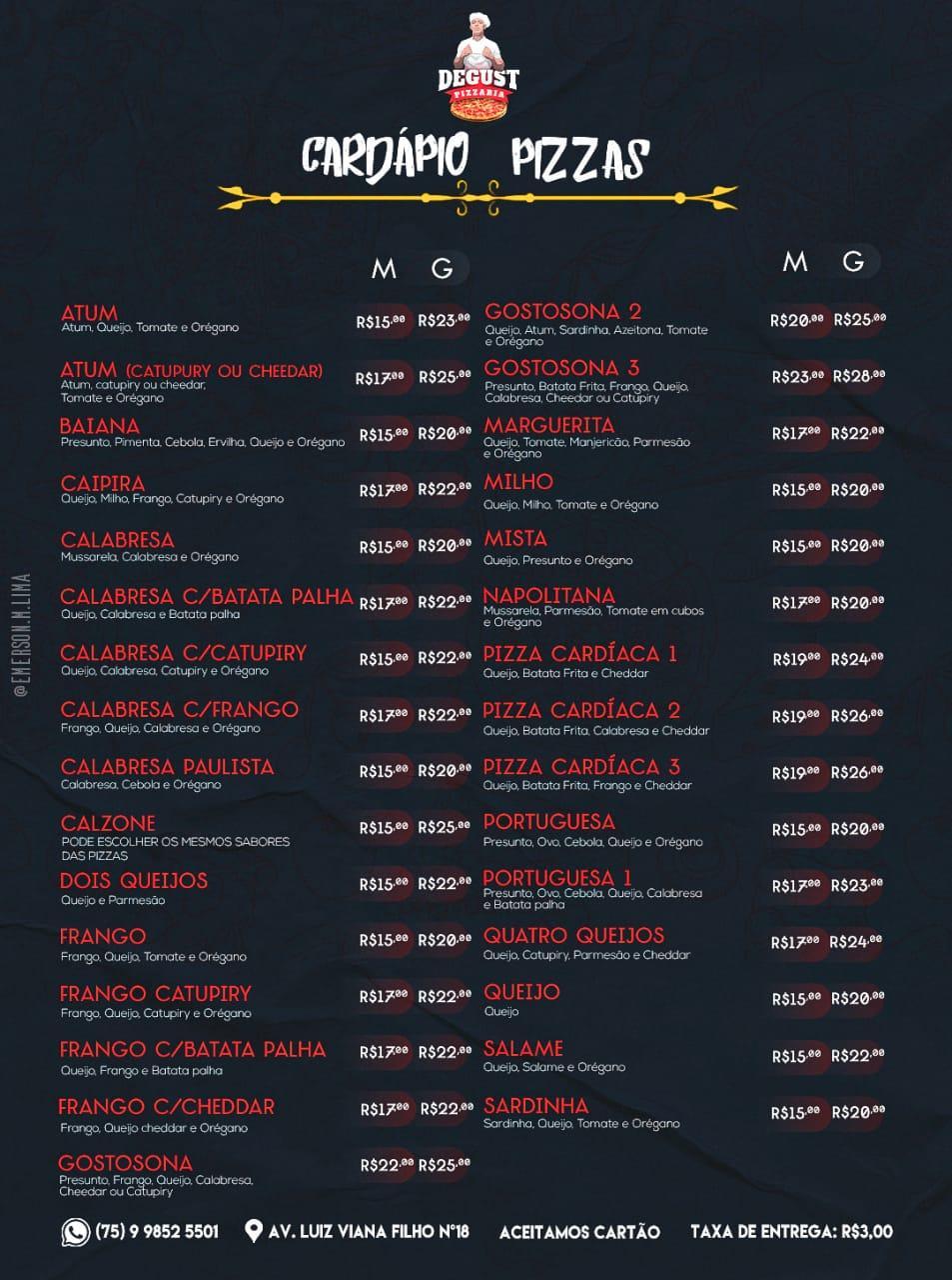 Degust Pizzaria cardápio