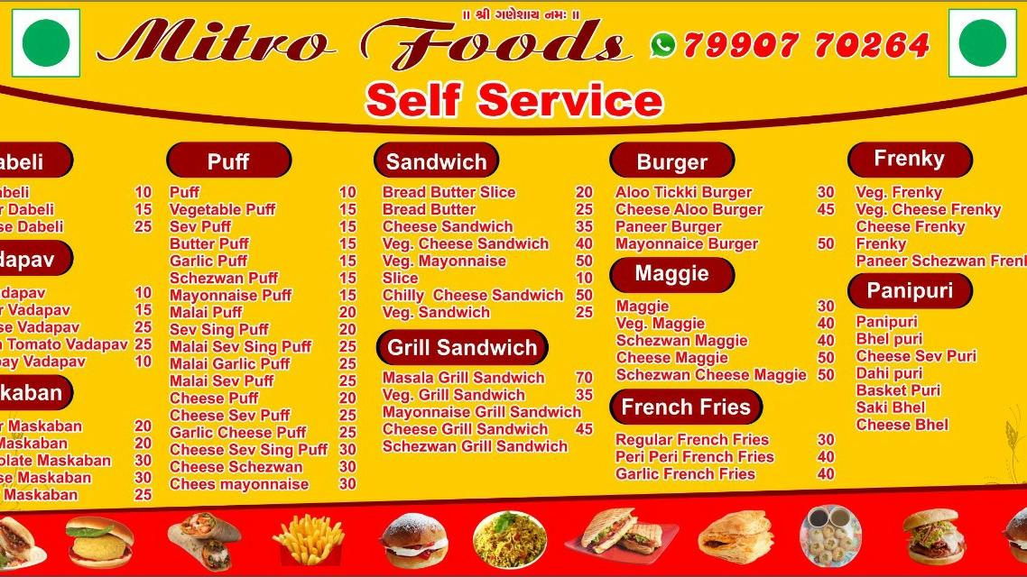 Mitro Foods menu