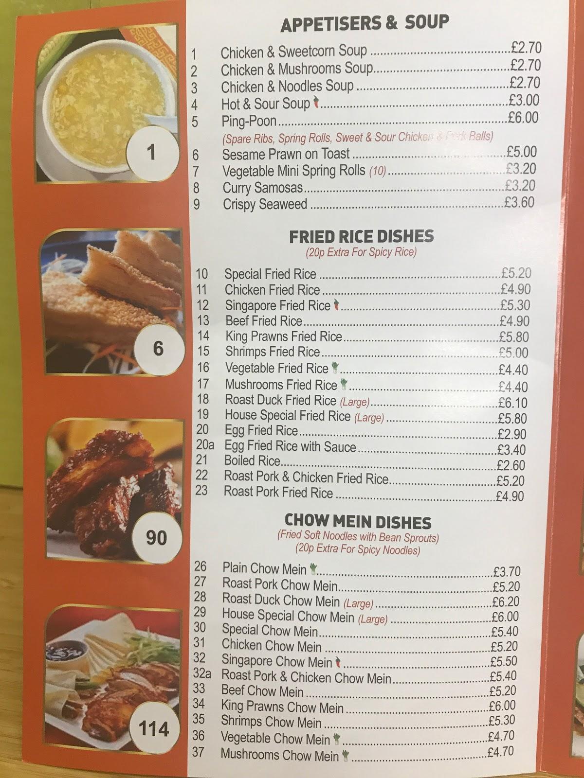 Menu at Hong Kong Garden fast food, Shepton Mallet