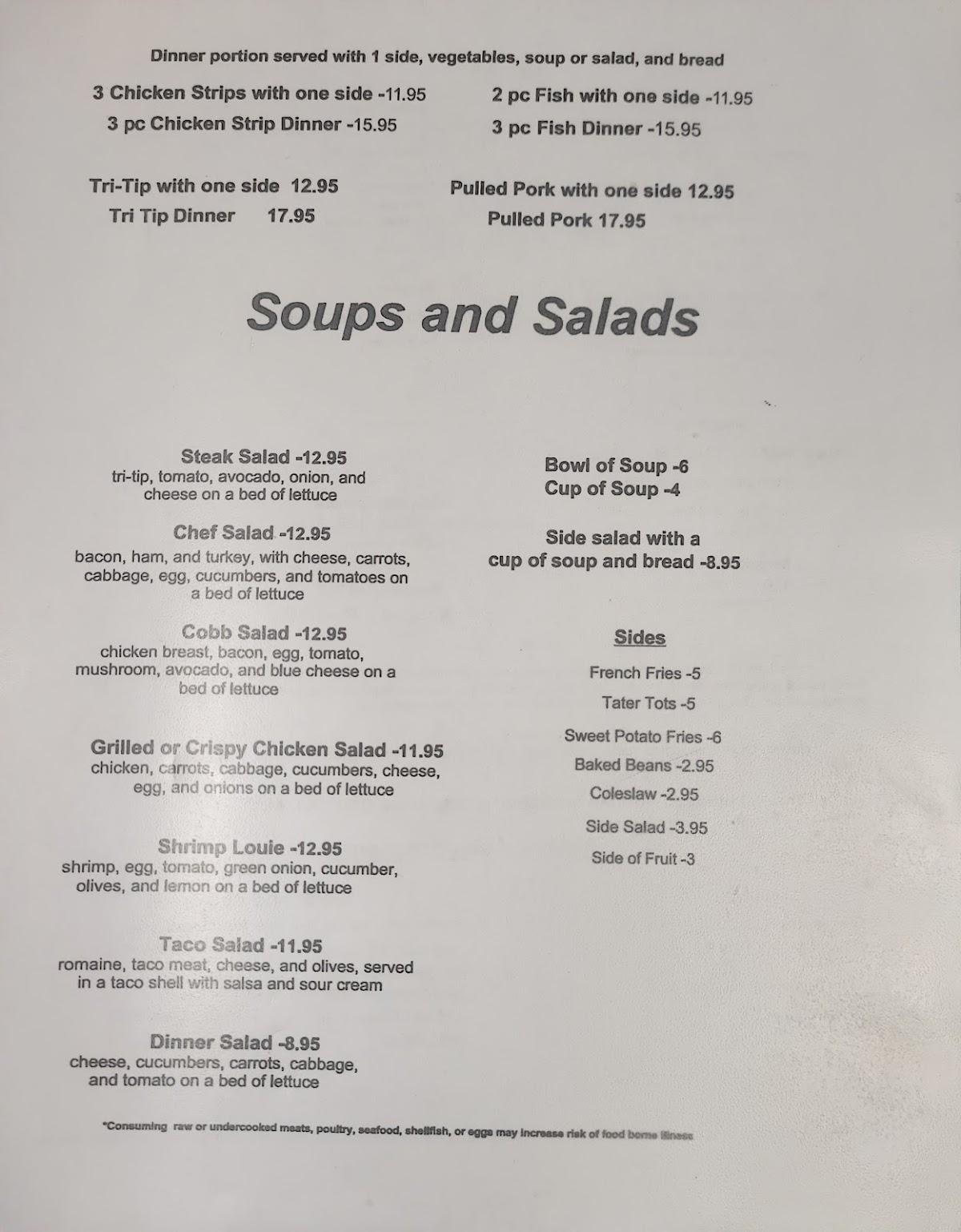 Menu at Covered Bridge Bakery and BBQ, Scio