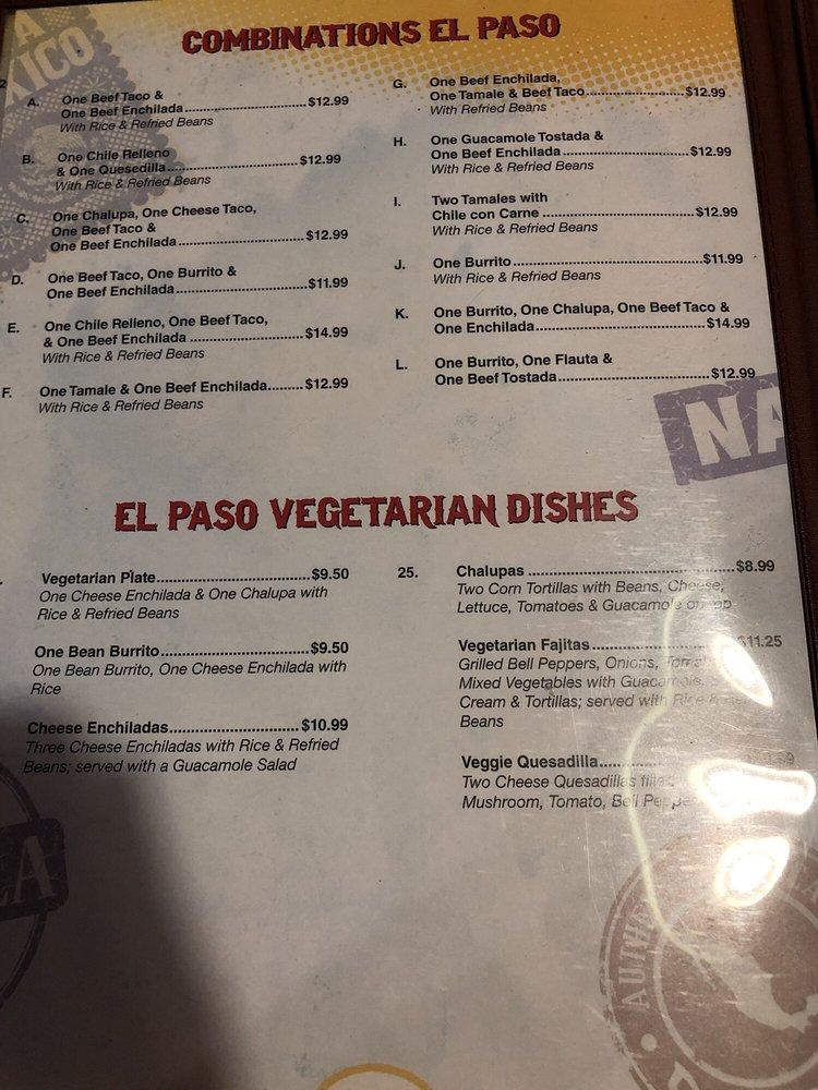 Menu at El Paso Mexican Grill restaurant, Cut Off