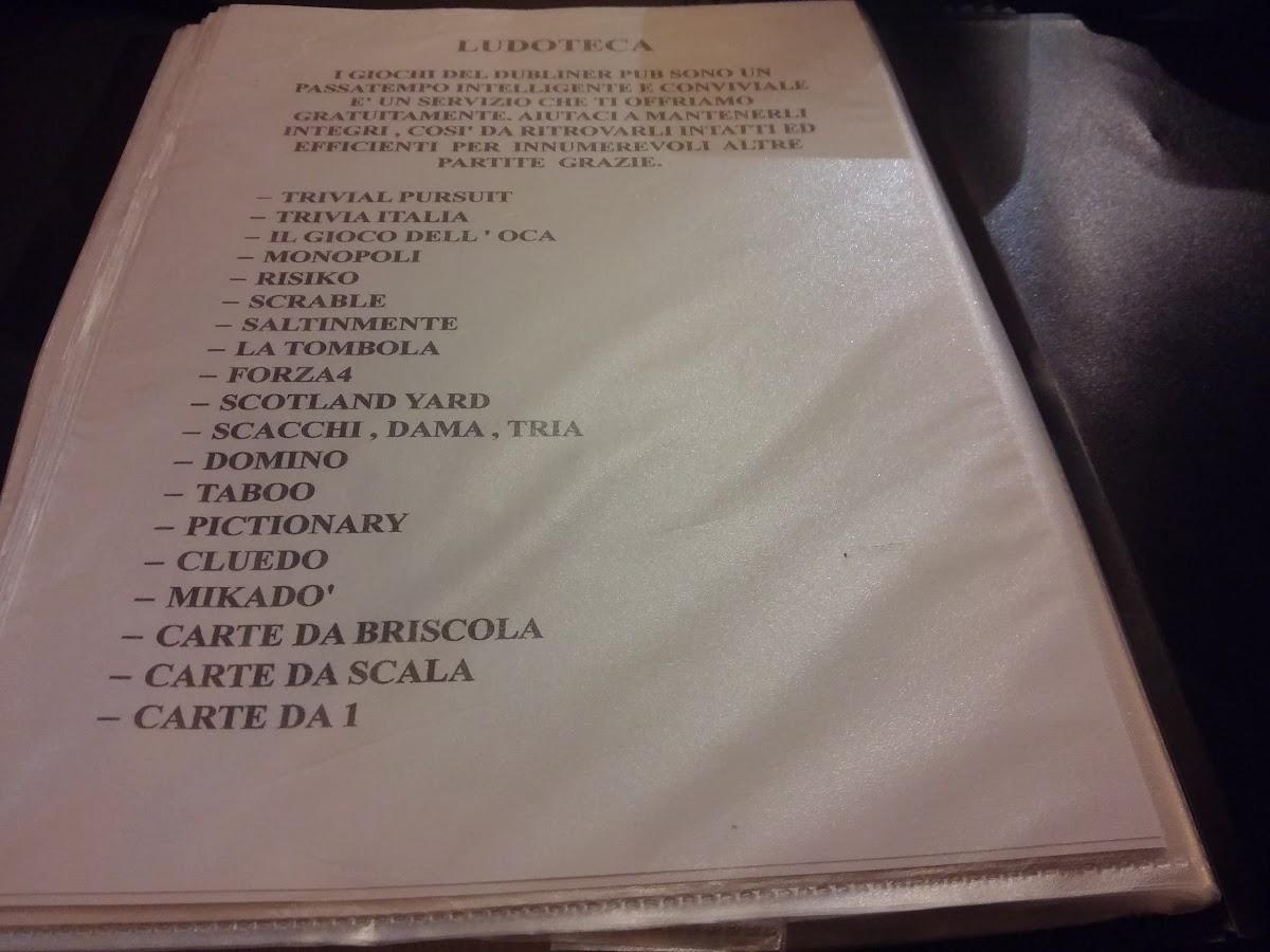 Menu di Pub Dubliner 