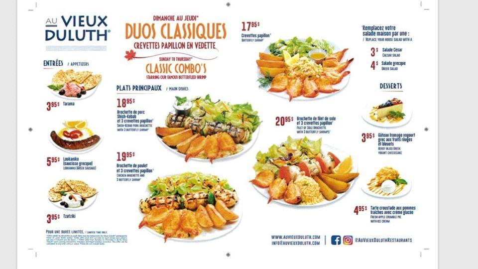 Menu at Restaurant Au Vieux Duluth, SaintHyacinthe