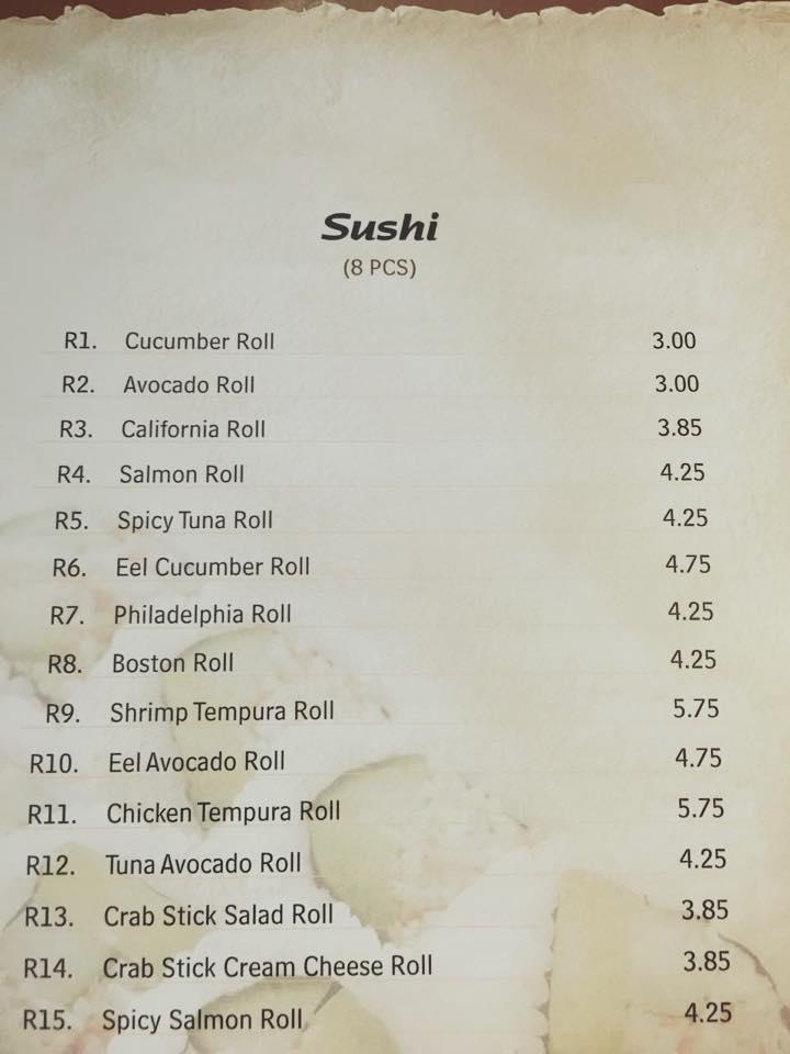 Carta del restaurante China 8, Brookneal