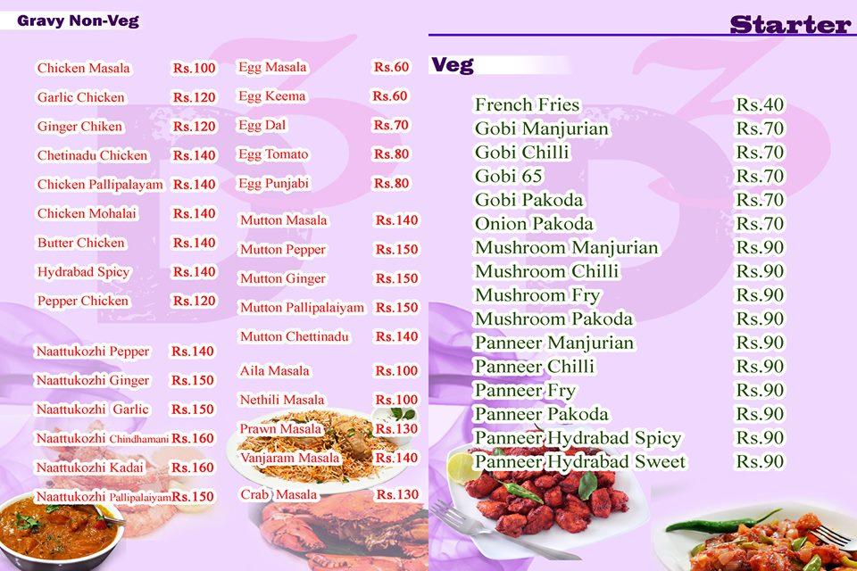D3 Restaurant menu