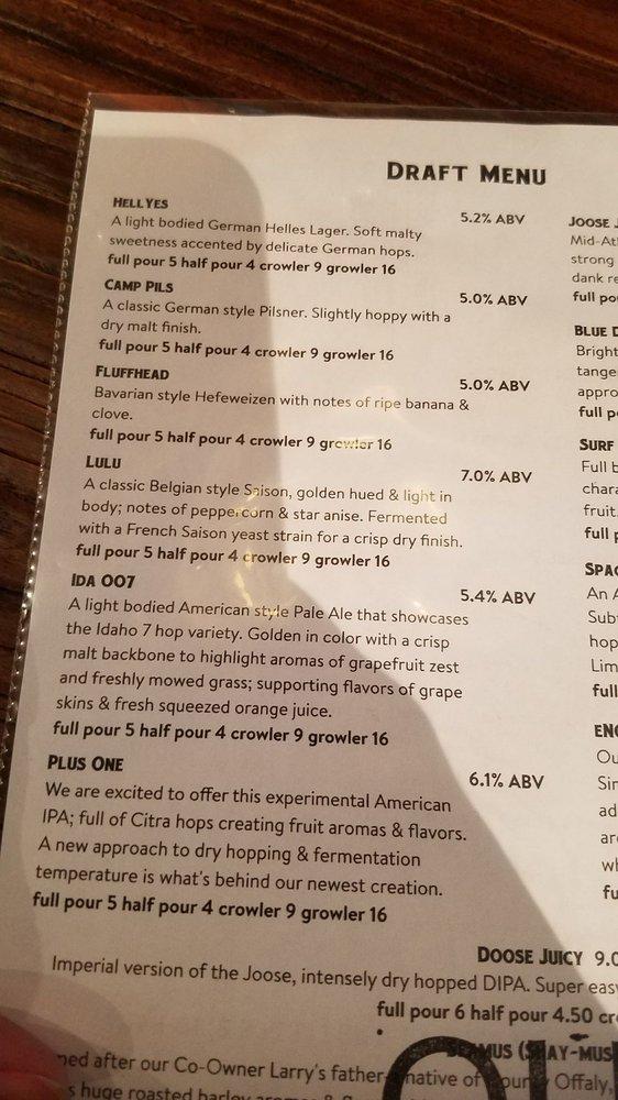 Menu at Ever Grain Brewing pub & bar, Camp Hill