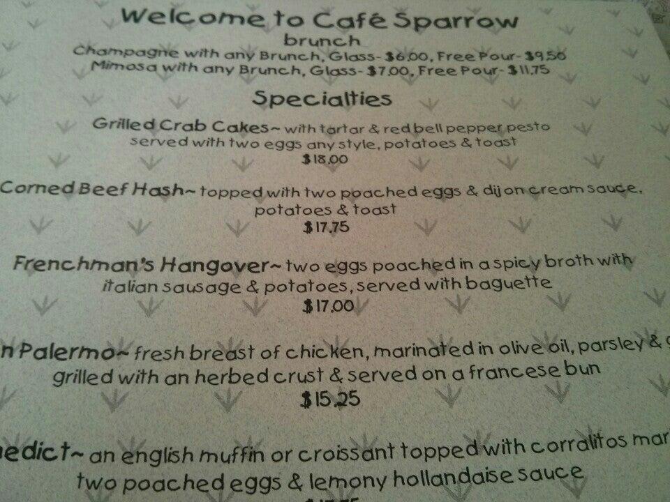 Ra41 Cafe Sparrow Menu 