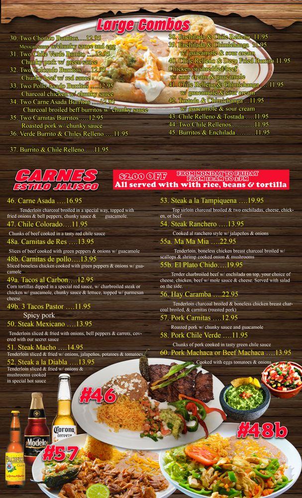 Menu at Tequila Grill restaurant, McMinnville, 325 OR99W