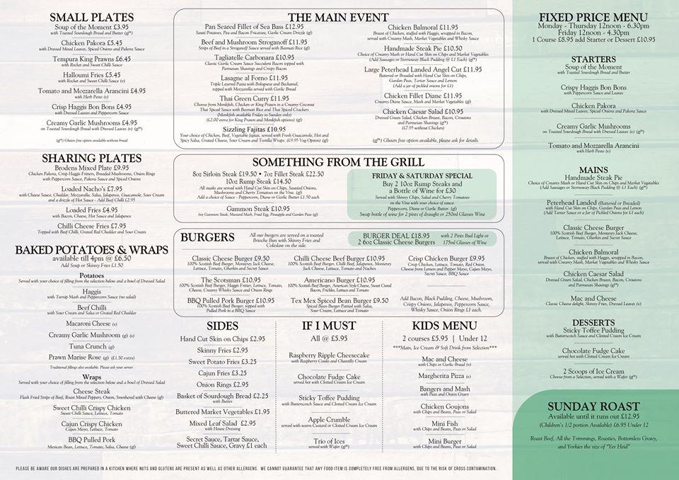 Menu at Brodens Bar & Kitchen, Cumbernauld