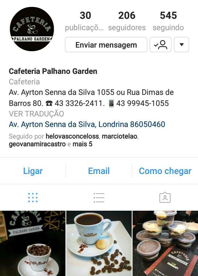 Menu at Cafeteria Palhano Garden, Londrina