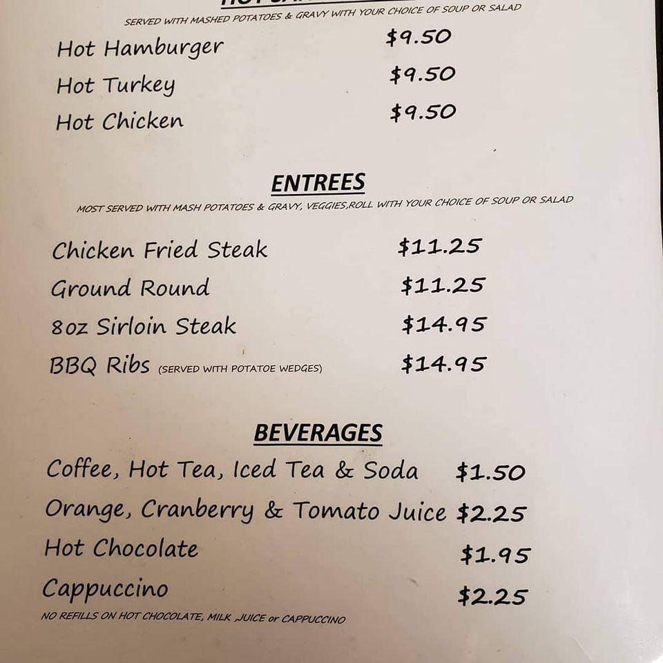 Menu at Hanna Hilton Cafe & Bar, USA, W Highway 35