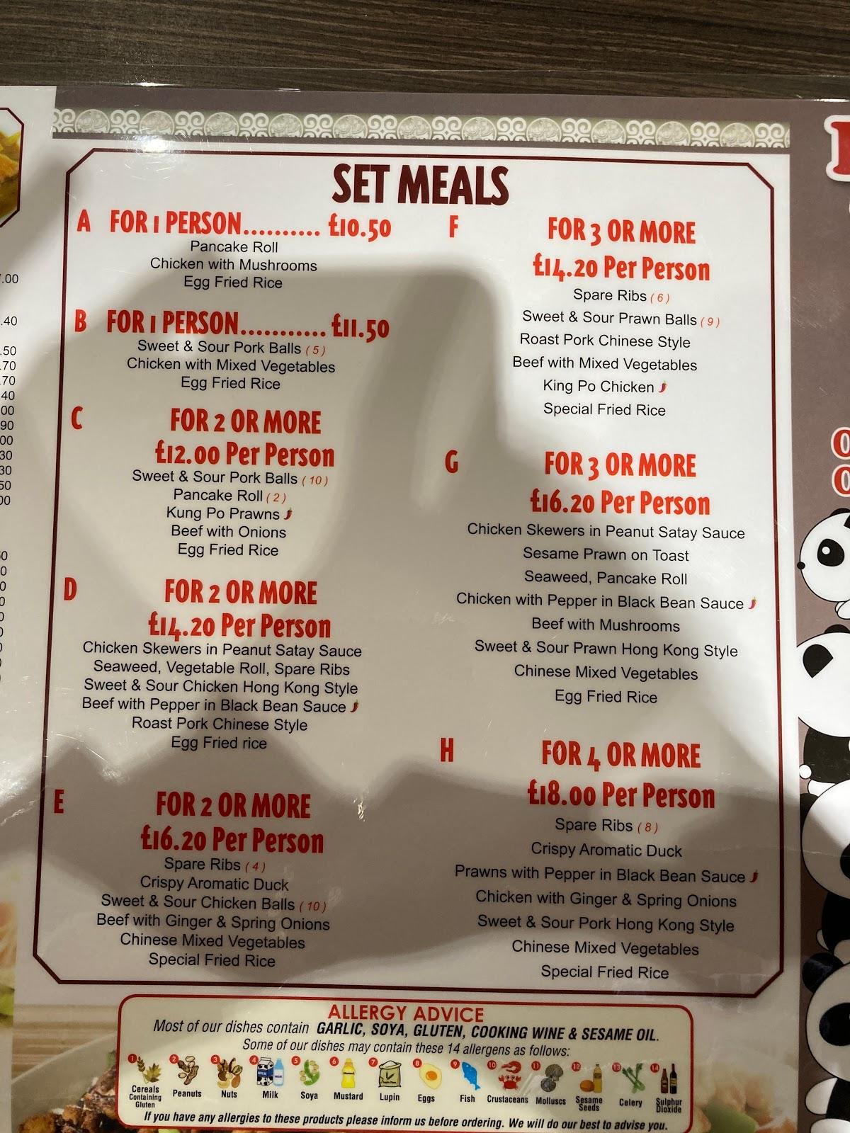 Menu at Panda Town fast food, Haywards Heath