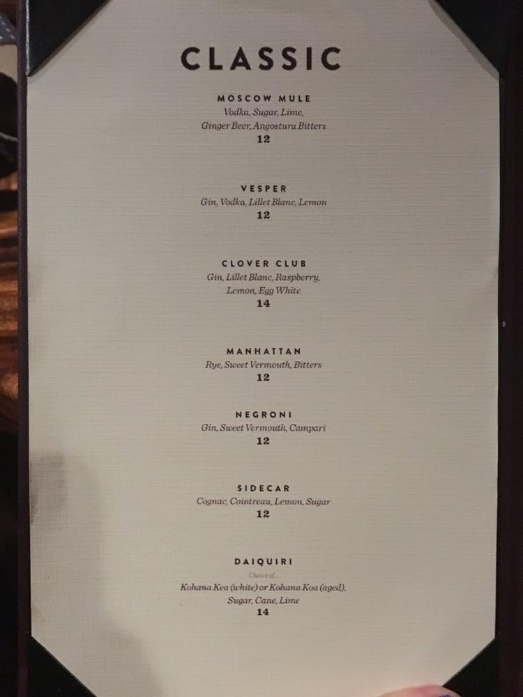 Menu at Bar Leather Apron, Honolulu