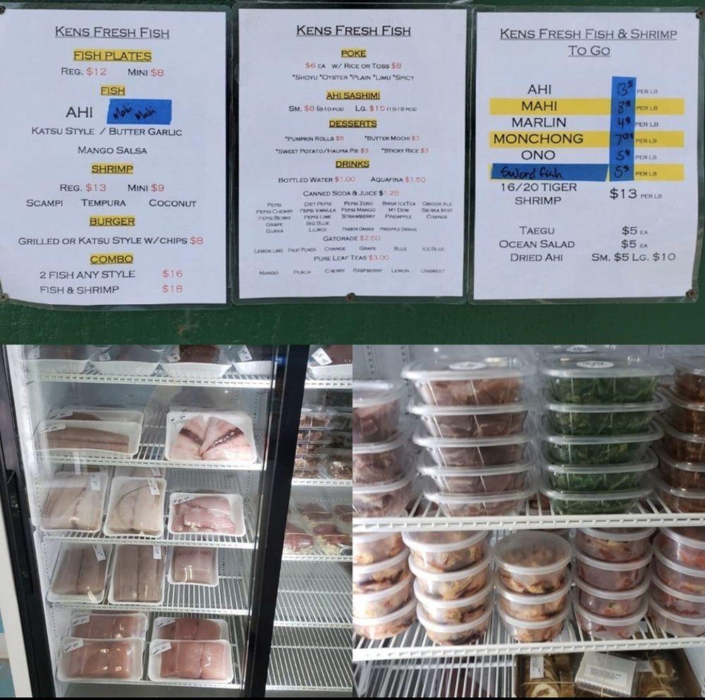 Menu at Ken's Fresh Fish restaurant, Laie