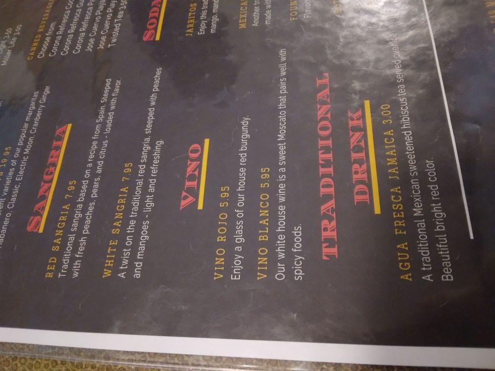 Menu at The Cowboy's Taqueria restaurant, Cobleskill