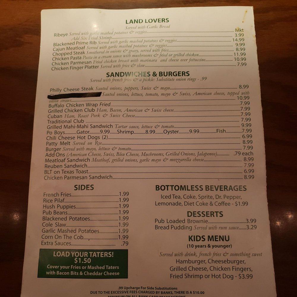 Menu at Pratt Pub & Oyster Bar, Prattville, E Main St