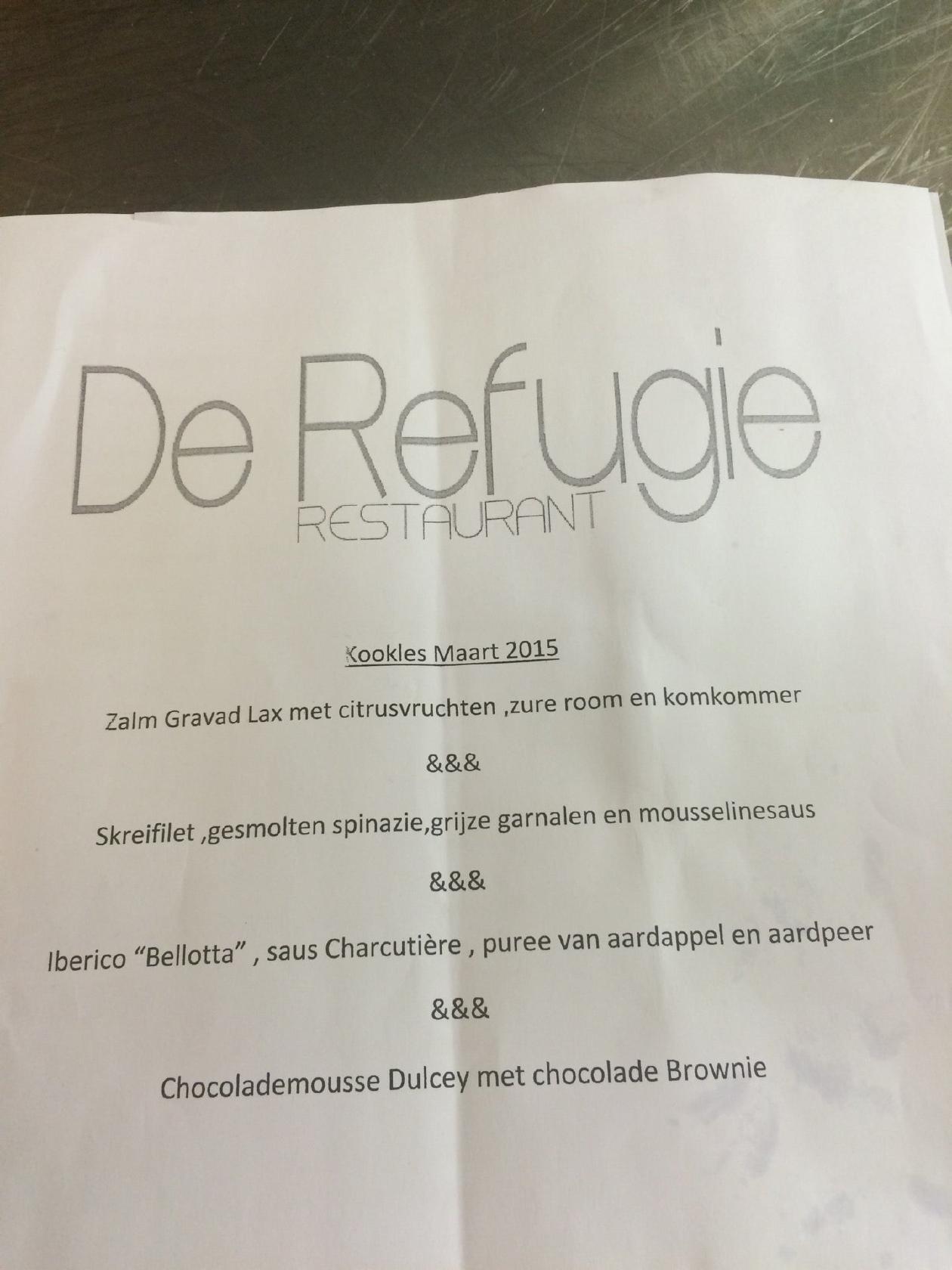 Menu At De Refugie Tienen