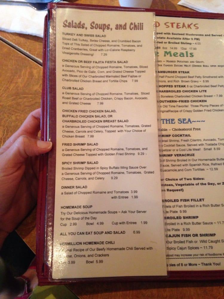 Menu at Vermillion Restaurant and Watering Hole, Brownsville