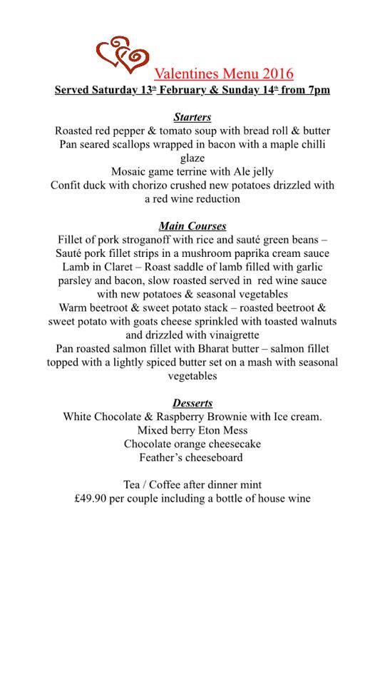 Menu at The Feathers Hotel pub & bar, Pocklington