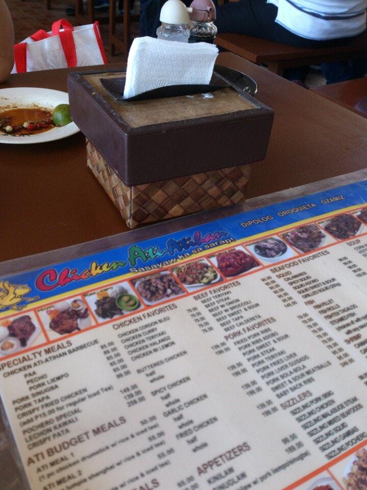 Menu At Chicken Ati Atihan Restaurant Dipolog City Corner Aguilar