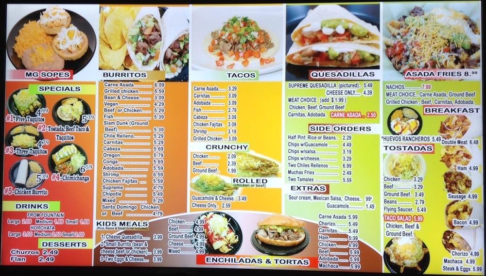 Menu at Muchas Gracias Mexican Food restaurant, Portland, NE 102nd Ave