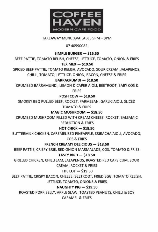 Menu at Coffee Haven & FLIP'T pub & bar, Palm Cove, 4/139 Williams