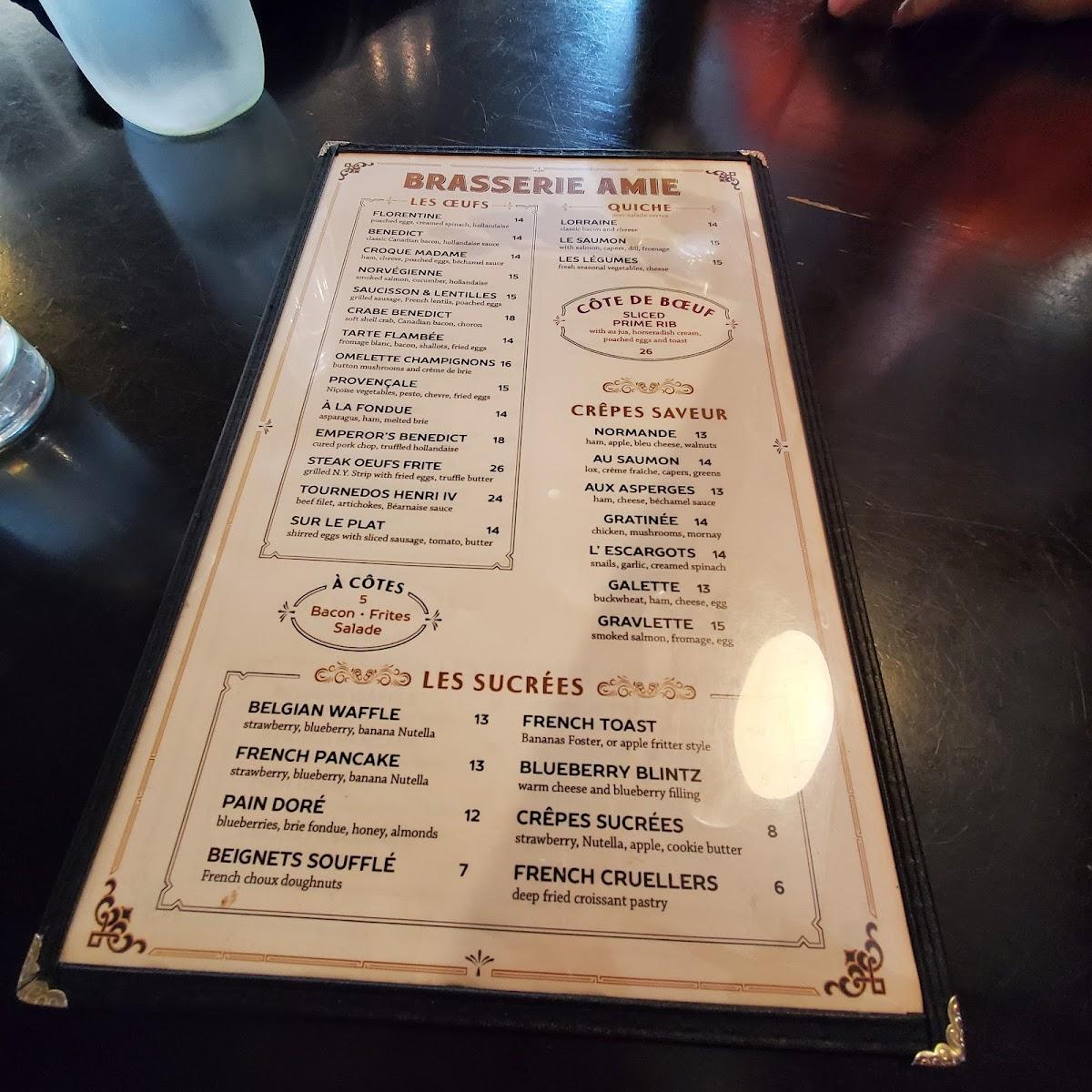 Menu at Brasserie Amie pub & bar, Traverse City