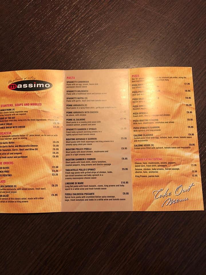 Menu at Massimo Restaurant, Bearsden, 5 Kirk Rd