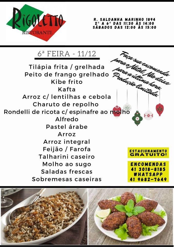 Rigoletto Buffet por quilo cardápio