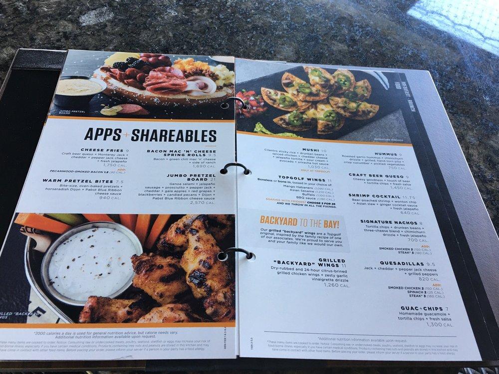 Menu at Topgolf pub & bar, Auburn Hills