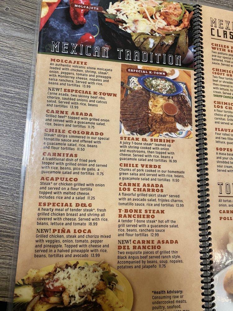Menu at Los Charros D&G Mexican Grill and Bar, Knightstown