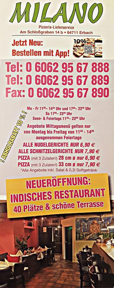 galerij Plicht Nominaal Milano pizzeria, Erbach im Odenwald - Restaurant menu and reviews