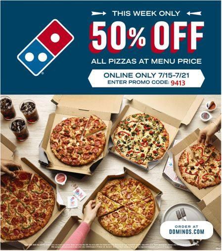 Menu at Domino's Pizza pizzeria, St. Louis, Lindell Blvd