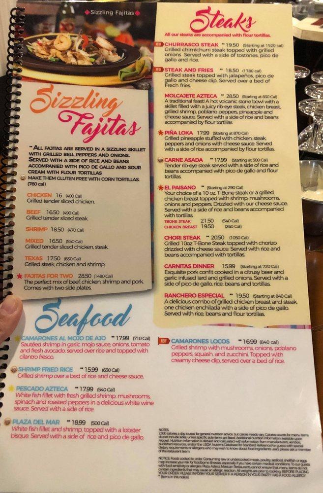 Menu at Plaza Azteca Mexican Restaurant · Myerstown, Myerstown