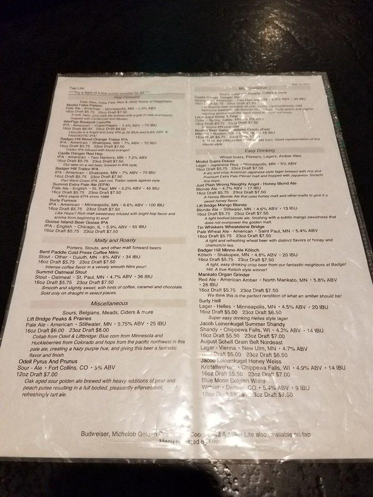 Menu at Turtle's Bar & Grill, Shakopee