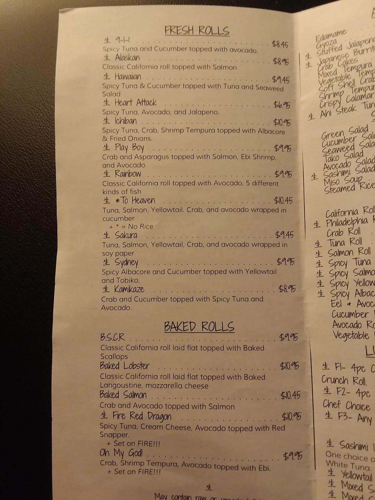 Menu at Wasabi Sushi Bar West, Wichita, N Maize Rd