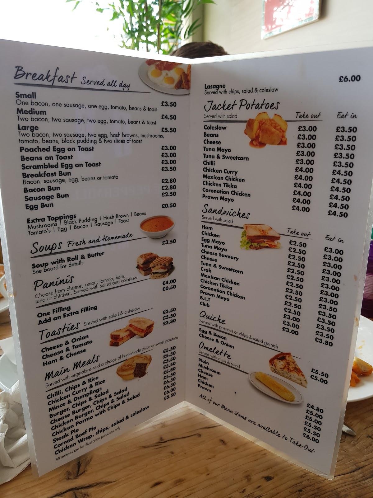 Menu at The Peppermill Cafe, Middlesbrough