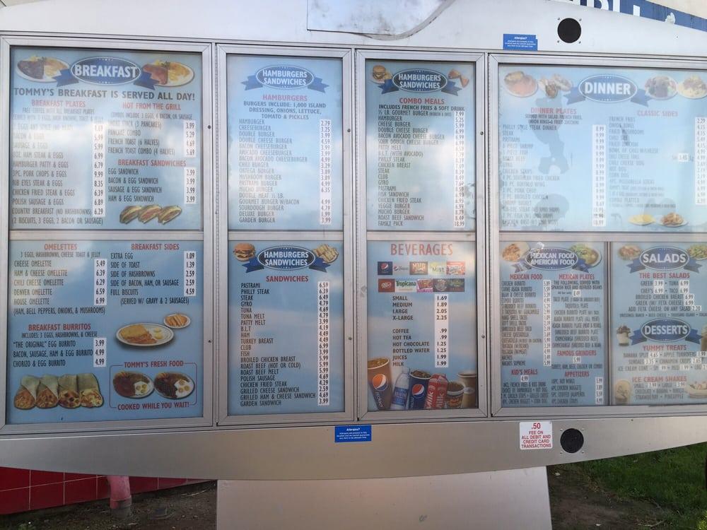 Menu at Tommy's Burgers fast food, Hemet, W Florida Ave