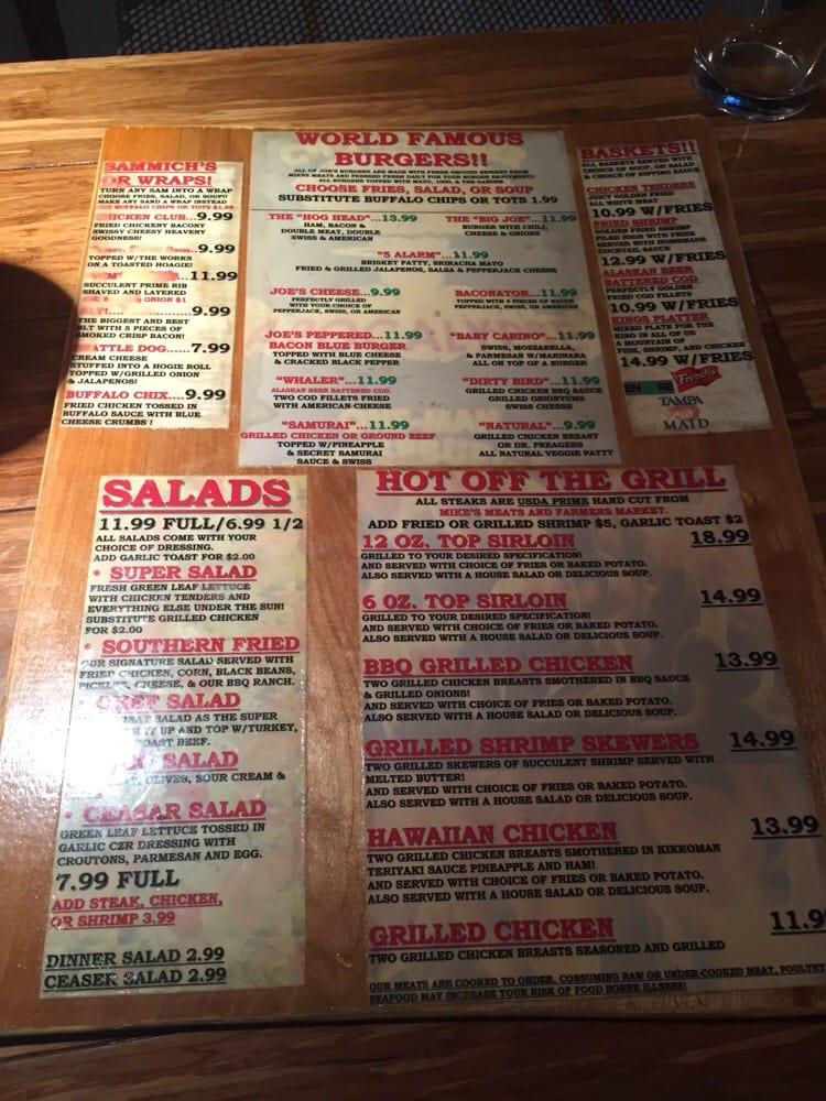 Menu at Joe's Log Cabin Tavern & Steak steakhouse, Wenatchee