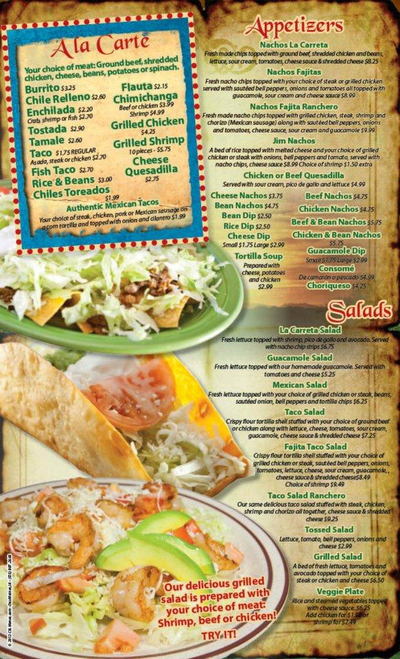 Menu At La Carreta Mexican Restaurant, Seward