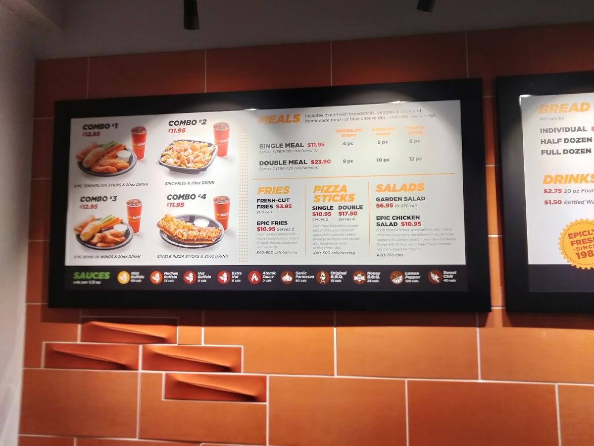 Carta del restaurante Epic Wings, Escondido, W Valley Pkwy