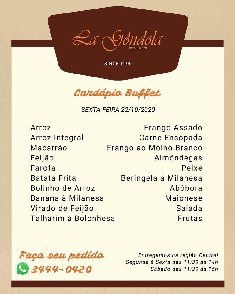 La Gôndola Restaurante cardápio