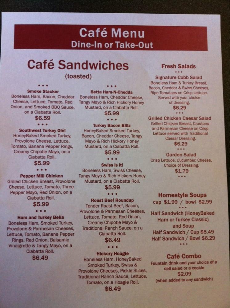 Menu at The Honey Baked Ham Company cafe,