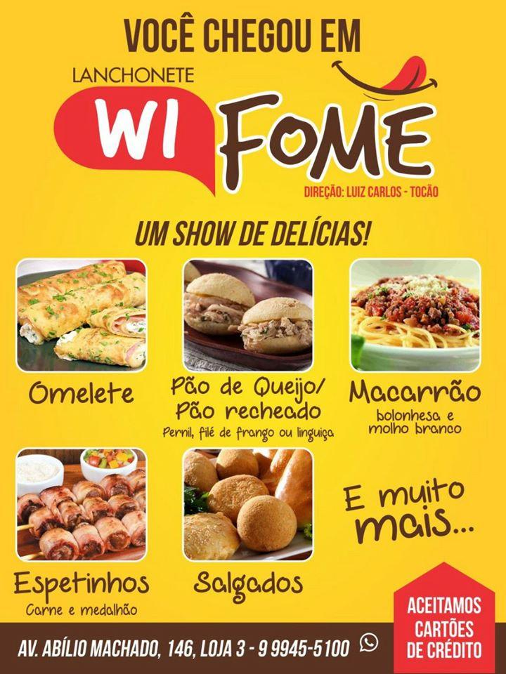 Lanchonete Wi Fome cardápio