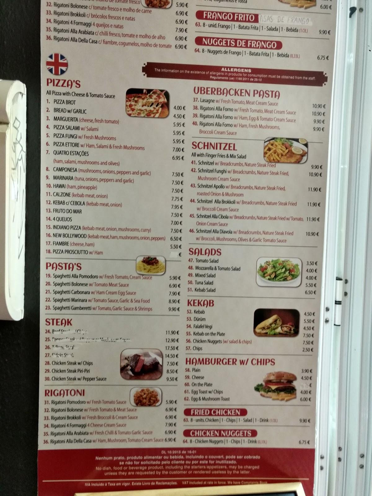 Menu at Kohinoor Doner Kebab restaurant, Lagos